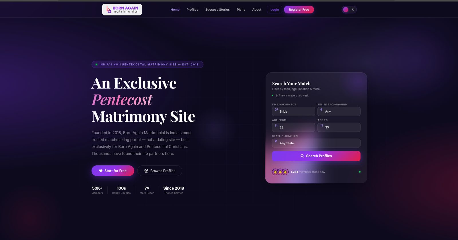 Matrimony Platform & Staff CRM Powering a 4,300+ Member Community for Born Again Matrimonial